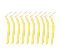 Angle Interdental Brushes, Angled Dental Brush for Teeth Cleaning, Easy & Simple Interspace Cleaning with Long Handle and Angled Neck for Braces Oral Cleaning, 1x 10 Brushes (Yellow, 0.7mm)