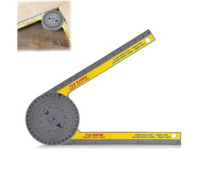 Angle Measurement Tool, 360 Protractor Angle Finder, Durable Plastic Angle Finder Tool for Woodworking, Plumbing, Construction and DIY Projects, Measures 6.5 x 18.5 cm (Yellow)