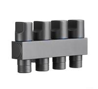 Angle Mounted Brass Valve With One Inlet And Four Outlets For Managing Water Supply To Several Domestic Devices(Grey)