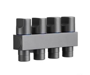 Angle Mounted Brass Valve With One Inlet And Four Outlets For Managing Water Supply To Several Domestic Devices(Grey)