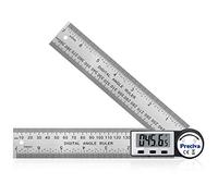 Angle Ruler, Preciva Digital Angles Finder Rule Protractor, 400mm Length Measure with LCD Display, Stainless Steel Woodworking Detector, Hold/Rev, Mm/Inch for Construction (Silver)