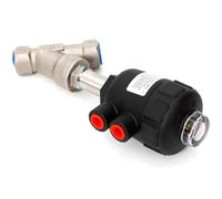 Angle Seat Valve, DN15 1/2 Inch Air Actuated Pneumatic Steam Valve, 0.3-1MPa Pressure Control, PTFE Sealing, Stainless Steel Body, Plastic Head