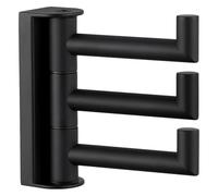 Angle Simple 3-Arm Swivel Towel Hook, 304 Stainless Steel, Matte Black, Modern Style, Wall Mount