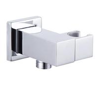 Angle Simple A313 Solid Brass Bathroom Wall Mount Shower Supply Elbow with Showerhead Bracket, Chrome