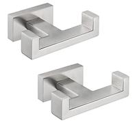 Angle Simple Bathroom Double Hook 2 PCS, SUS304 Stainless Steel Hand Towel Holder, Bath Towel Hanger, Modern Robe Hook for Wall, Brushed Nickel