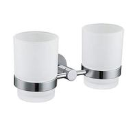 Angle Simple Bathroom Double Tumbler Holders Wall-mounted Toothbrush Holder, Chrome