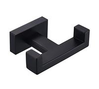 Angle Simple Double Robe Hook, SUS304 Stainless Steel Bath Towel Hook Coat Hook Purse Holder Kitchen Bathroom Shower Towels Dual Hook Washcloths Jackets Holder Wall Mount, Matte Black