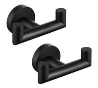 Angle Simple Double Towel Hook Matte Black 2 PCS, Stainless Steel Bathroom Robe Hook, Hand Towel Holder for Wall