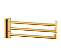 Angle Simple Swivel Hand Towel Rack, SUS 304 Stainless Steel Foldable 3 Towel Holder Bars for Bathroom Kitchen, Brushed Gold
