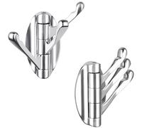 Angle Simple Swivel Towel Hooks for Bathroom, Metal Foldable Hand Towel Coat Hooks for Wall, Chrome, 2 Pack