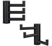 Angle Simple Swivel Towel Hooks for Bathroom, SUS 304 Stainless Steel Foldable 3 Arms Robe Towel Holder, Shower Wall Coat Hooks, Matte Black, 2 Pack