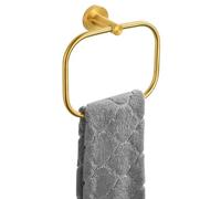 Angle Simple Swivel Towel Ring, SUS 304 Stainless Steel Hand Towel Holder Hanger for Bathroom Wall, Brushed Gold