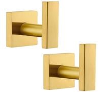 Angle Simple Towel Hooks for Bathroom, SUS 304 Stainless Steel Square Robe Coat Wall Hooks, Hand Towel Holder, Brushed Gold, 2 Pack
