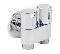 Angle Valve Copper Double Outlet G1/2 for Shower Head Toilet Sink Basin - Chrome Brass Wall Mounted Shut Off Isolating Valves UK Plumbing