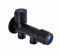 Angle Valve,Washing Machine tap Double Outlet Garden tap one in Two Out Double Outside tap Brass Faucet Black Double Washing Machine tap Double Control Angle Valve for Balcony, Black D (Color : Black