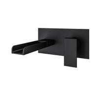 Angle Waterfall Wall Mounted Basin Filler Tap Aquarius Black One Size