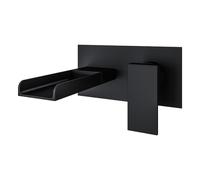Angle Waterfall Wall Mounted Bath Filler Tap Aquarius Black One Size