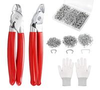 Anglecai 2 Pcs Hog Ring Pliers with 300 Pcs 3/4", 1/2", and 3/8" Hog Rings