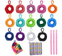 Anglecai 336 Pieces Loom Potholder Loops, 14 Colors Weaving Loom Kit for Potholders Weaving Loom Loops Weaving Craft Loops with 3 Pcs Crochet Hooks Compatible with 7 Inch Weaving Loom