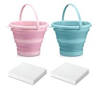Anglechic 2 Pcs Reusable Vomit Bucket with 20 Absorbent Pads 3 L Barf Bucket Collapsible Emesis Bucket for Nausea Puke Relief Pregnancy Morning Sickness Car Aircraft Travel Motion Sickness