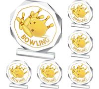 Anglechic 6 Pack Sports Trophy Acrylic Award Medals 4.72 x 4.72 Inch Sports Contest Trophies Bulk Plaques Team Prize Gift Trophies for Competition(Bowling)