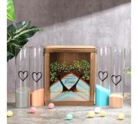 Anglechic Wedding Unity Sand Ceremony Kit Unity Sand Set for Wedding with Wood Box 4 Sand Ceremony Vase 4 Unity Sand Wedding Sand Ceremony Sets for Weddings Bridal Party(Classic Color,Tree)
