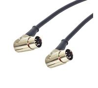 Angled 5 Pin Din Midi Lead. Pedal Board Cord, Keyboard, Synth, Foot Switch Cable (3m, Black)