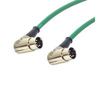 Angled 5 Pin Din Midi Lead. Pedal Board Cord, Keyboard, Synth, Foot Switch Cable (3m, Green)