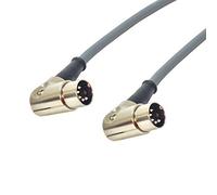 Angled 5 Pin Din Midi Lead. Pedal Board Cord, Keyboard, Synth, Foot Switch Cable (3m, Grey)