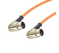 Angled 5 Pin Din Midi Lead. Pedal Board Cord, Keyboard, Synth, Foot Switch Cable (3m, Orange)