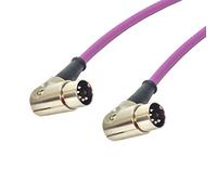 Angled 5 Pin Din Midi Lead. Pedal Board Cord, Keyboard, Synth, Foot Switch Cable (3m, Purple)