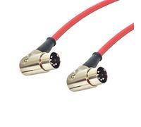Angled 5 Pin Din Midi Lead. Pedal Board Cord, Keyboard, Synth, Foot Switch Cable (3m, Red)