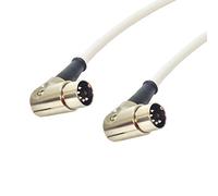 Angled 5 Pin Din Midi Lead. Pedal Board Cord, Keyboard, Synth, Foot Switch Cable (3m, White)