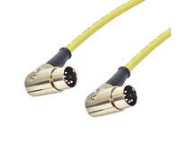 Angled 5 Pin Din Midi Lead. Pedal Board Cord, Keyboard, Synth, Foot Switch Cable (3m, Yellow)