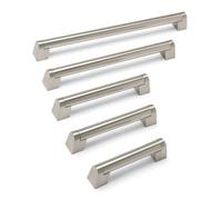 Angled Boss Kitchen Cabinets Bar Handle, 357mm Centres, Brushed Nickel, Pack Of 2