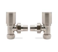Angled Brushed Nickel Manual Standard Radiator Towel Rail Valves