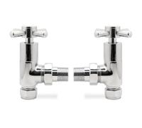 Angled Chrome Cross Head Traditional Radiator Towel Rail Valves