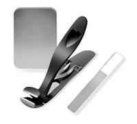 Angled Head Nail Clippers,Toenail Clipper with Metal Nail File for Men and Women (Black)