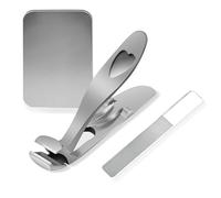 Angled Head Nail Clippers,Toenail Clipper with Metal Nail File for Men and Women (Silver)