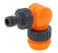 Angled Hose Connector for 1/2 in Hose Reel Cart, Click Lock Quick Connect to Prevent Kinking, Compatible with 13 mm Garden Hoses, Gray + Orange