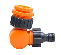 Angled Hose Connector for 1/2 Inch Garden Hose Reel Cart, Prevention with Click-Lock Quick Connect Feature, Compatible with Quality Brands, Gray and Orange