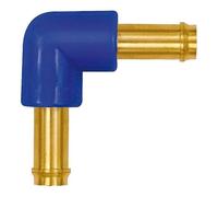 Angled hose connector for hose LW 3 mm, temperature range -10 °C to 60 °C, brass and POM