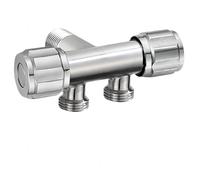 Angled Isolating Valve Three Way G1/2 Angle Valve One Inlet and Two Outlet Dual Control for Washing Machines and Toilets Double Thread Roller