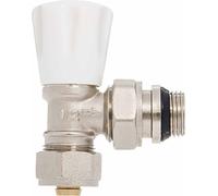 Angled Manual Inlet Radiator Valve 16mm PEX Compression Fittings x 1/2" BSP