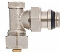 Angled Manual Return Outlet Radiator Valve 16mm PEX Compression Fittings x 1/2" BSP