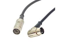 Angled Midi Lead. Pedal Board Cord, Keyboard, Synth, Foot Switch Cable. 5 Pin Din (3m, Black)
