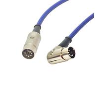 Angled Midi Lead. Pedal Board Cord, Keyboard, Synth, Foot Switch Cable. 5 Pin Din (3m, Blue)
