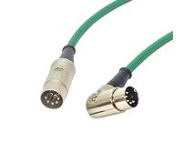 Angled Midi Lead. Pedal Board Cord, Keyboard, Synth, Foot Switch Cable. 5 Pin Din (3m, Green)
