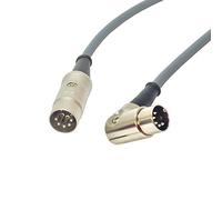 Angled Midi Lead. Pedal Board Cord, Keyboard, Synth, Foot Switch Cable. 5 Pin Din (3m, Grey)