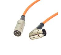 Angled Midi Lead. Pedal Board Cord, Keyboard, Synth, Foot Switch Cable. 5 Pin Din (3m, Orange)